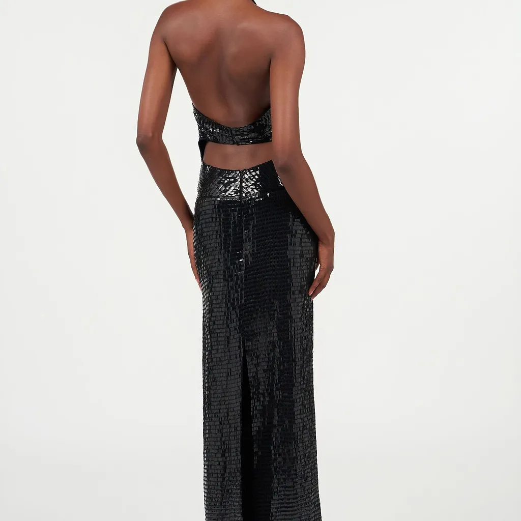 Roberto Cavalli Sequin Halterneck Maxi Dress