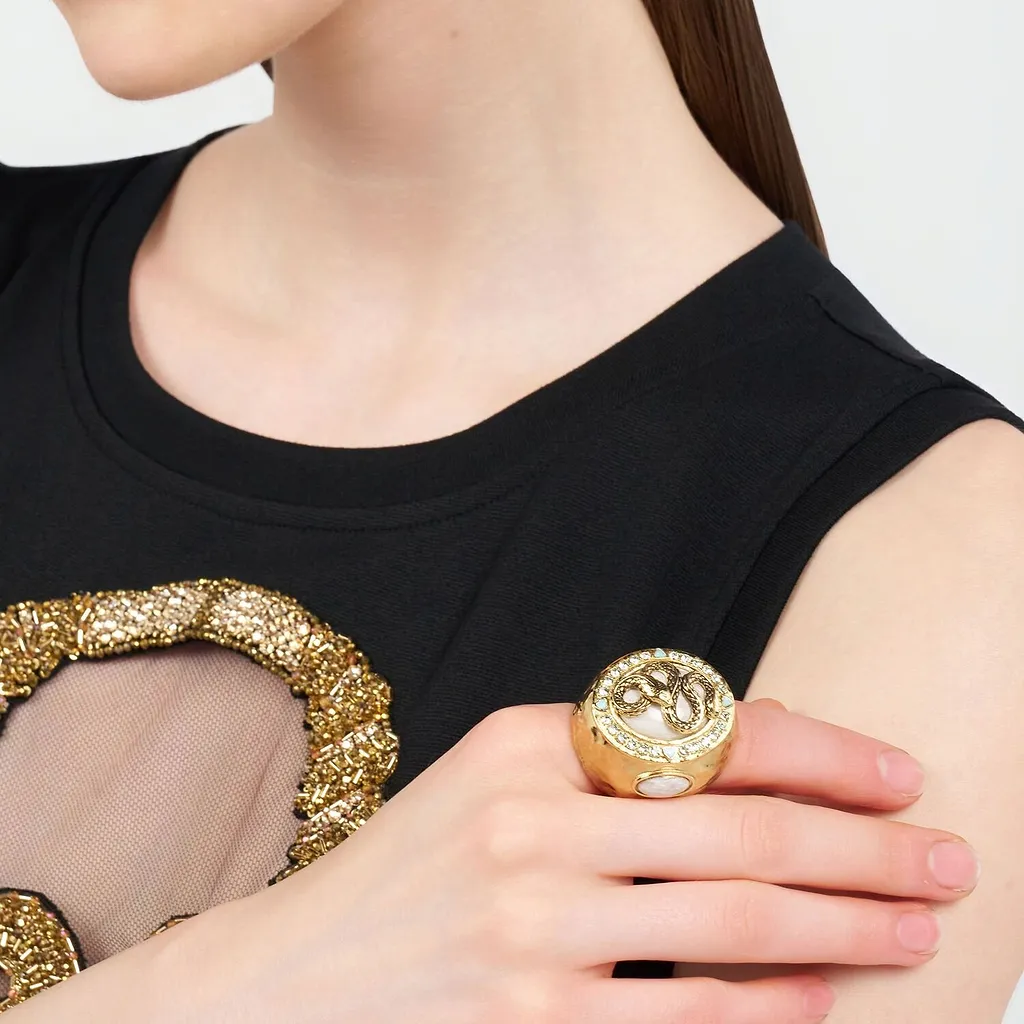 Roberto Cavalli Snake Gemstone Statement Ring