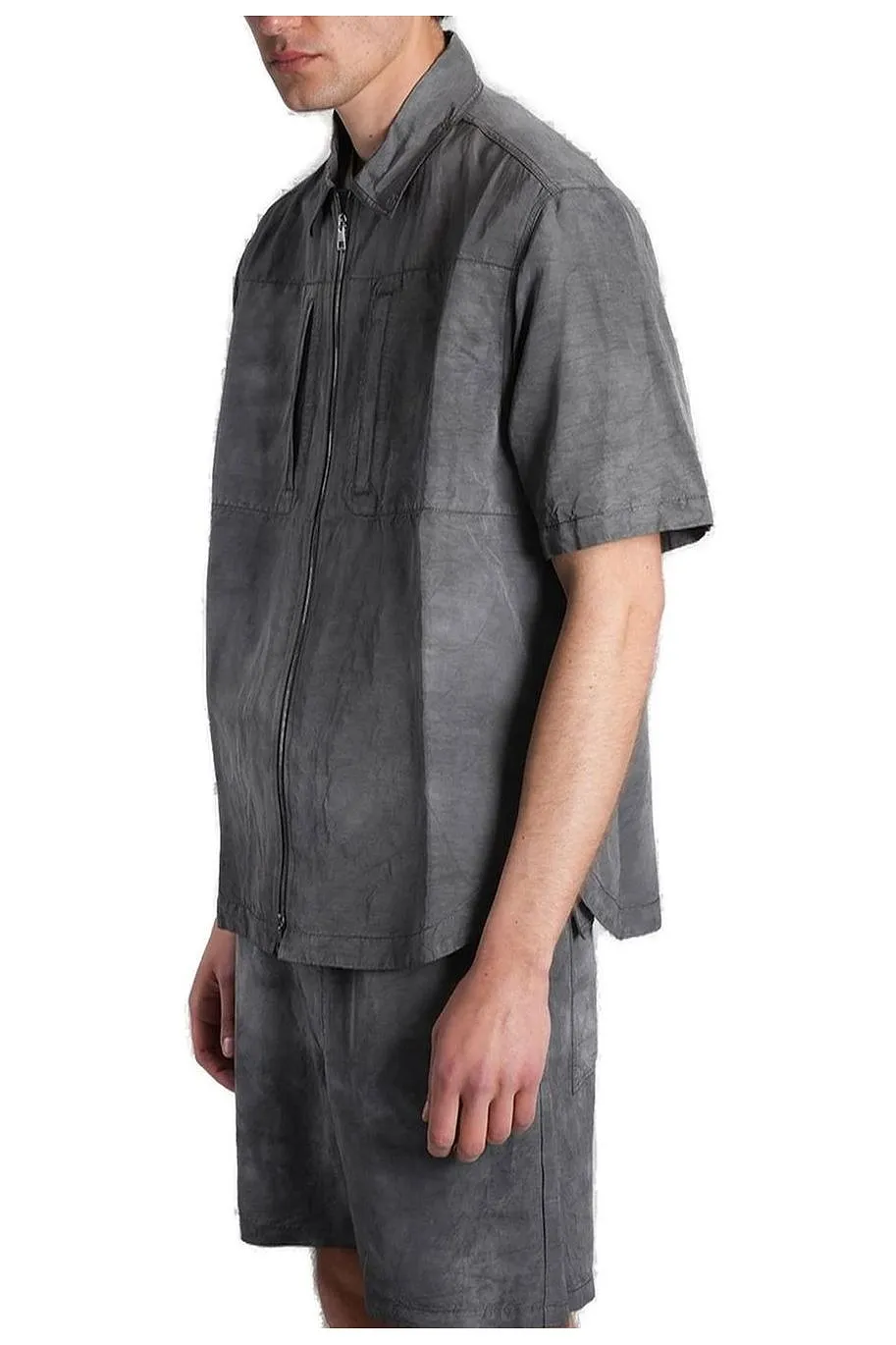 Roberto Collina Zip-Up Short-Sleeve Laminated Shirt