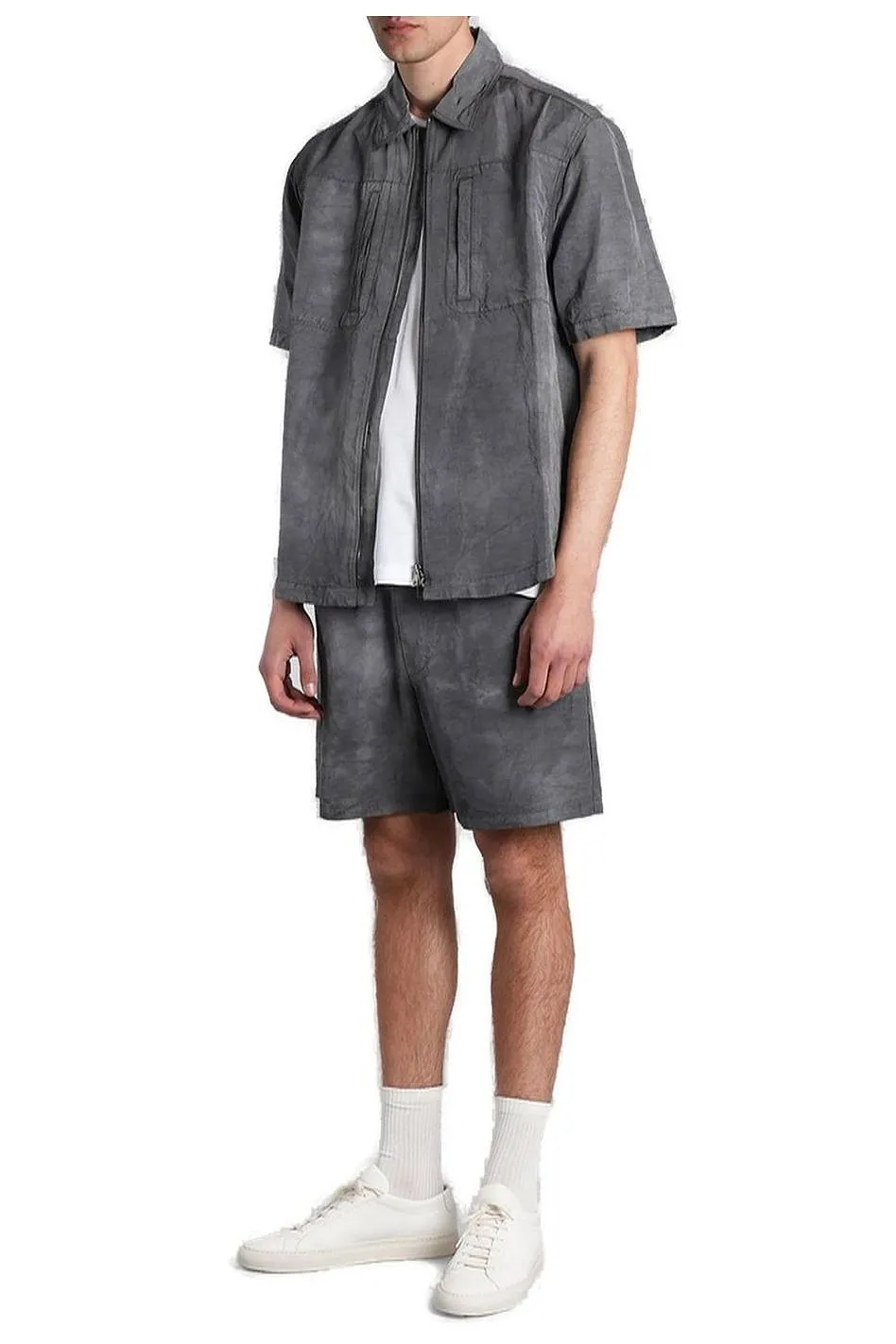Roberto Collina Zip-Up Short-Sleeve Laminated Shirt