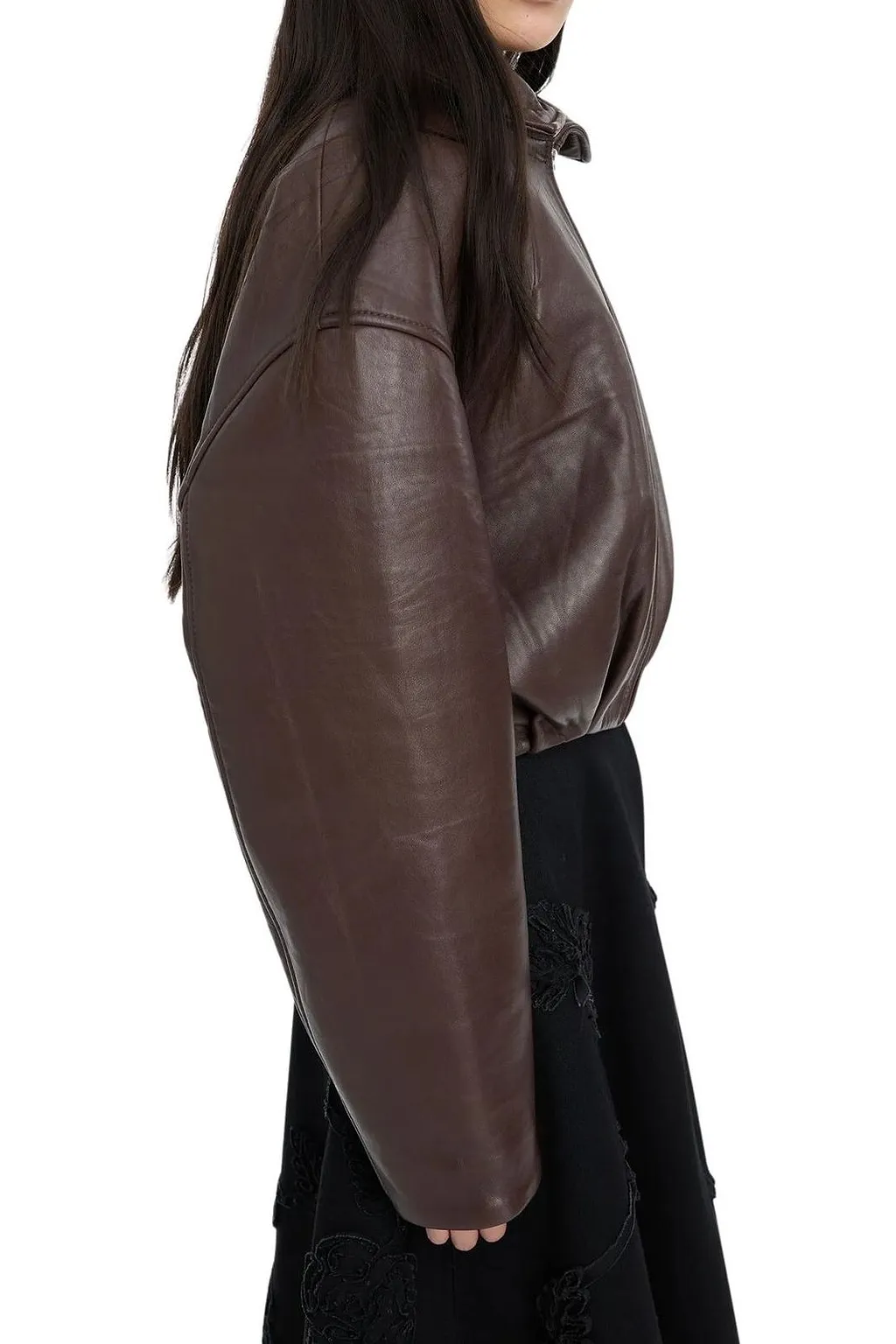 Rotate Cropped Zip Leather Jacket