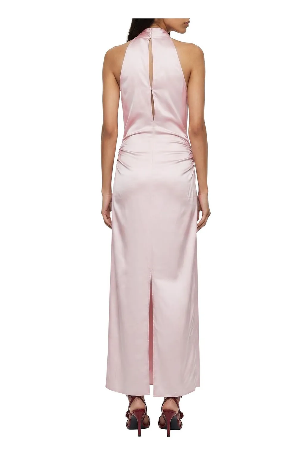Rotate Halterneck Ruched Sleeveless Maxi Dress