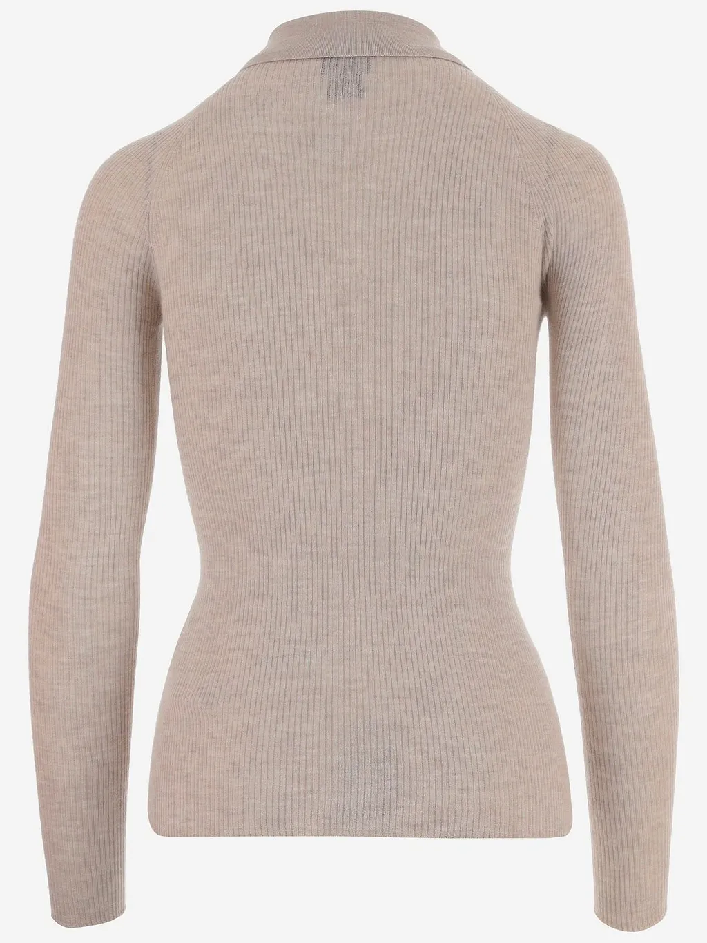 Sa Su Phi Ribbed Long Sleeve Knitted Polo Top