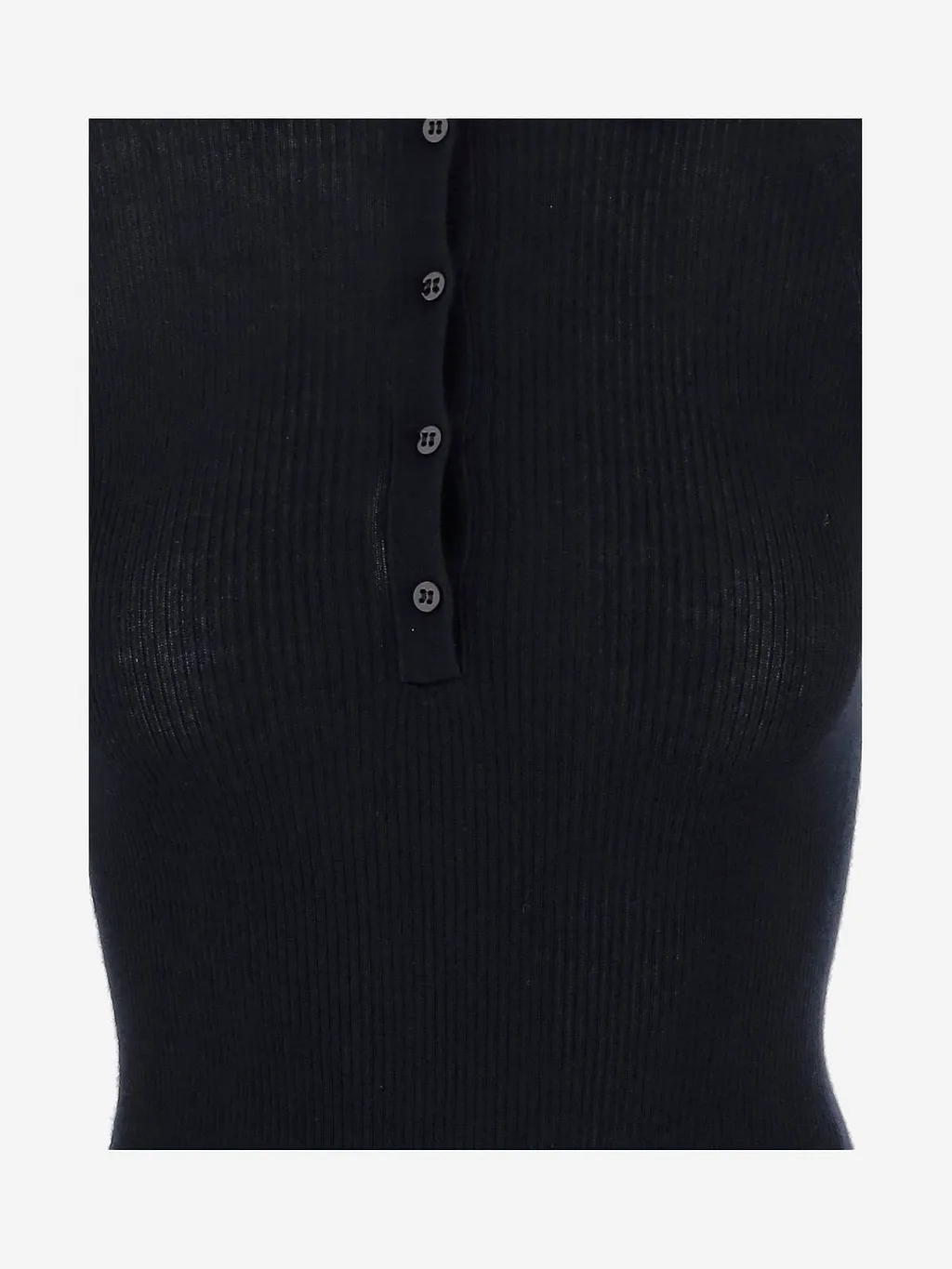 Sa Su Phi Ribbed Long-Sleeve Knitted Polo Top