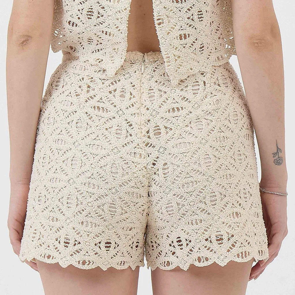 Crochet High-Waist Shorts