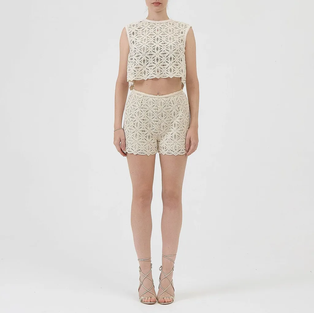 Sabina Musayev Crochet Open-Back Top