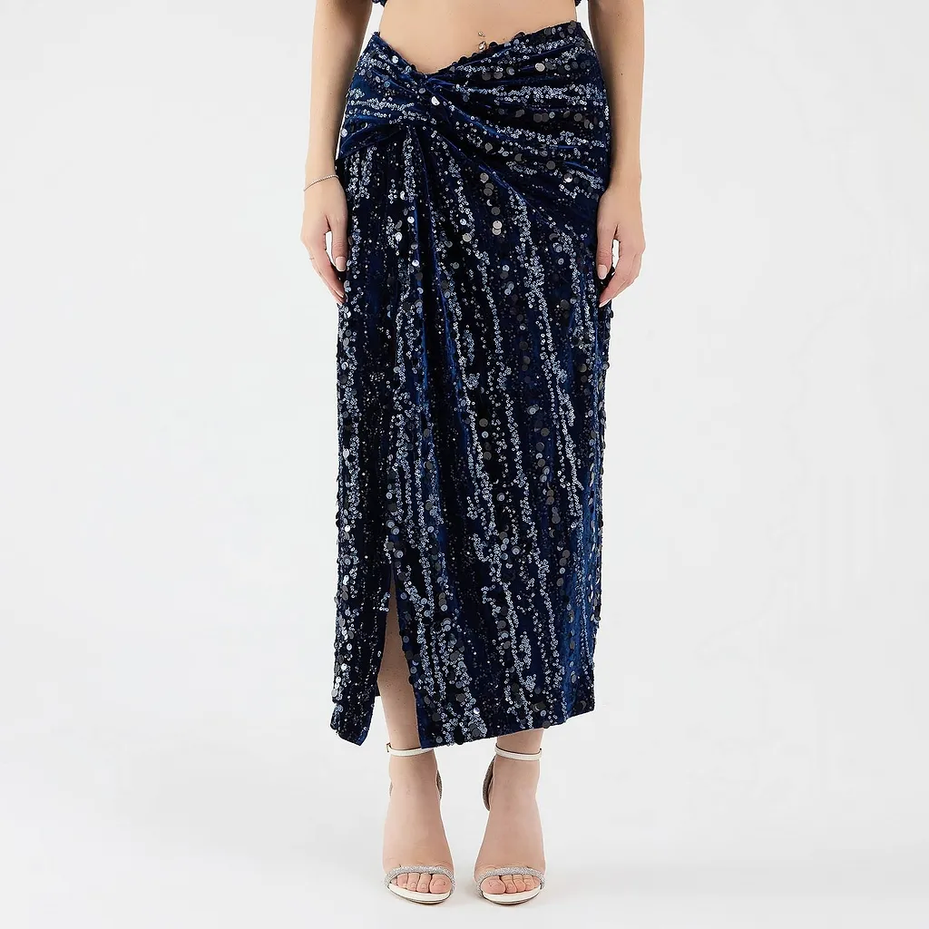Sabina Musayev Draped Sequinned Skirt