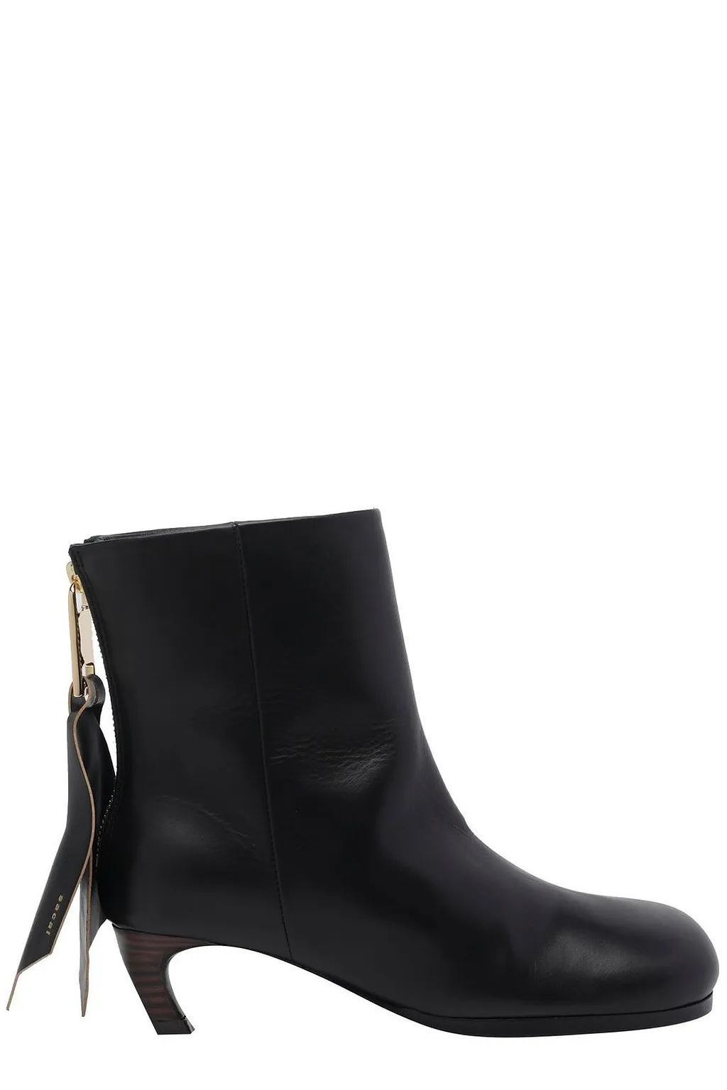 Sacai Back Zip Mid Heel Ankle Boots
