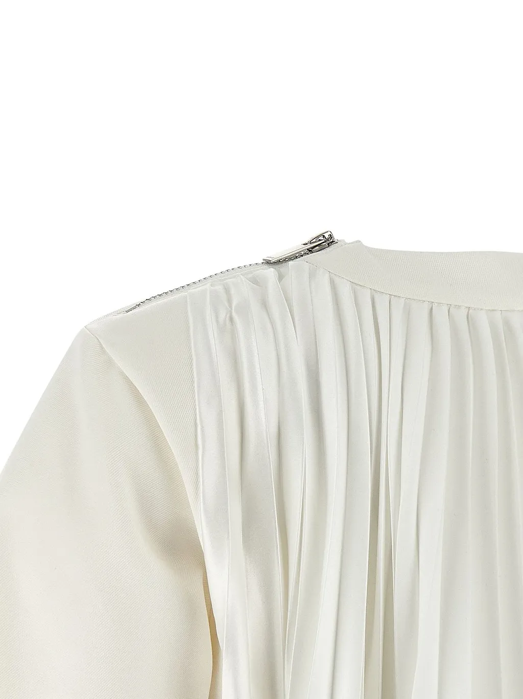 Sacai Pleated-Back Crewneck Denim Dress
