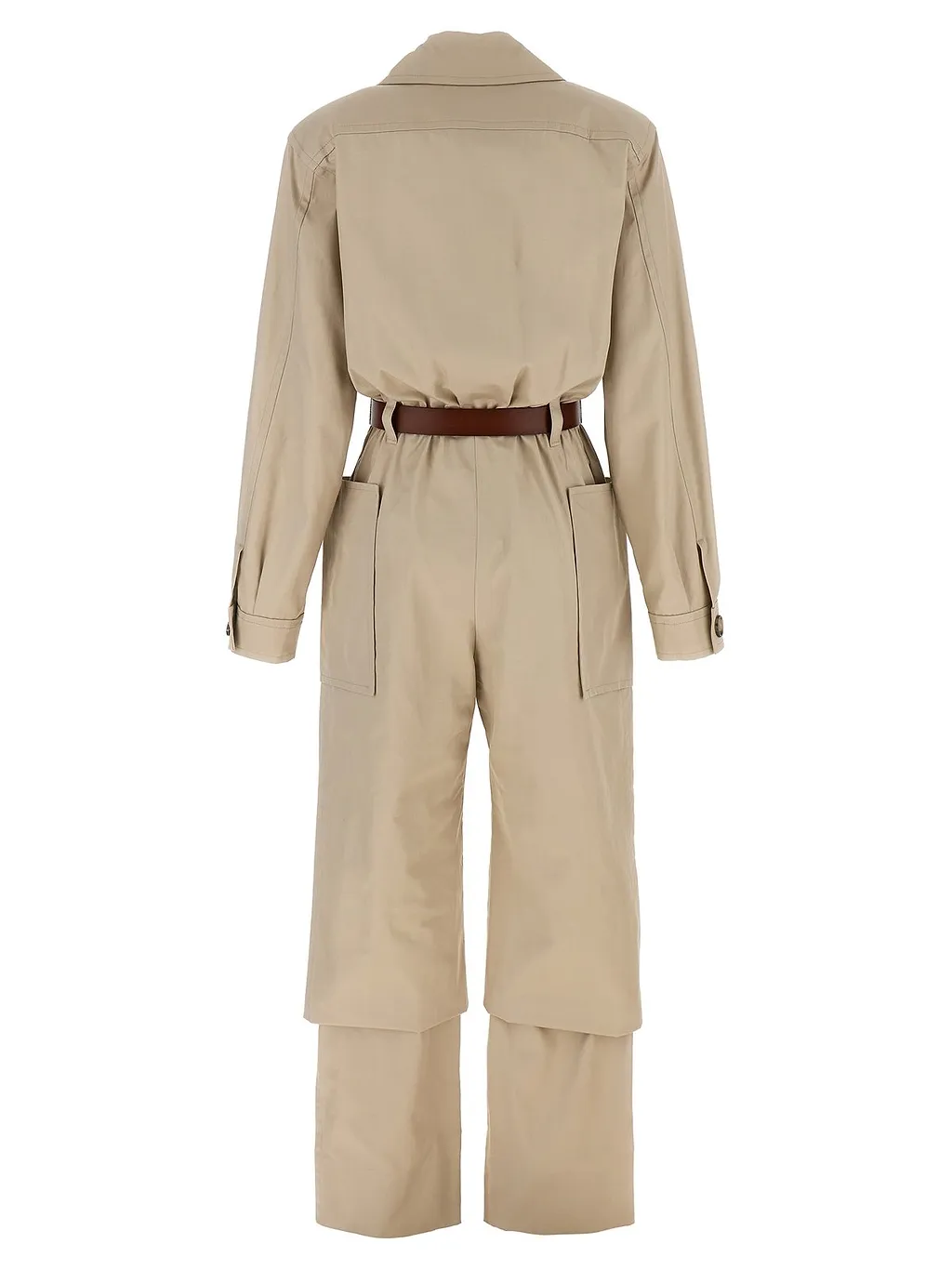 Saint Laurent Belted Long-Sleeved Jumpsuit