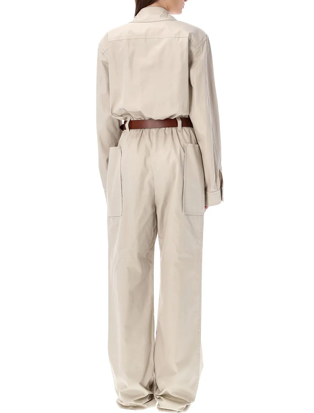 Saint Laurent Belted Long-Sleeved Jumpsuit