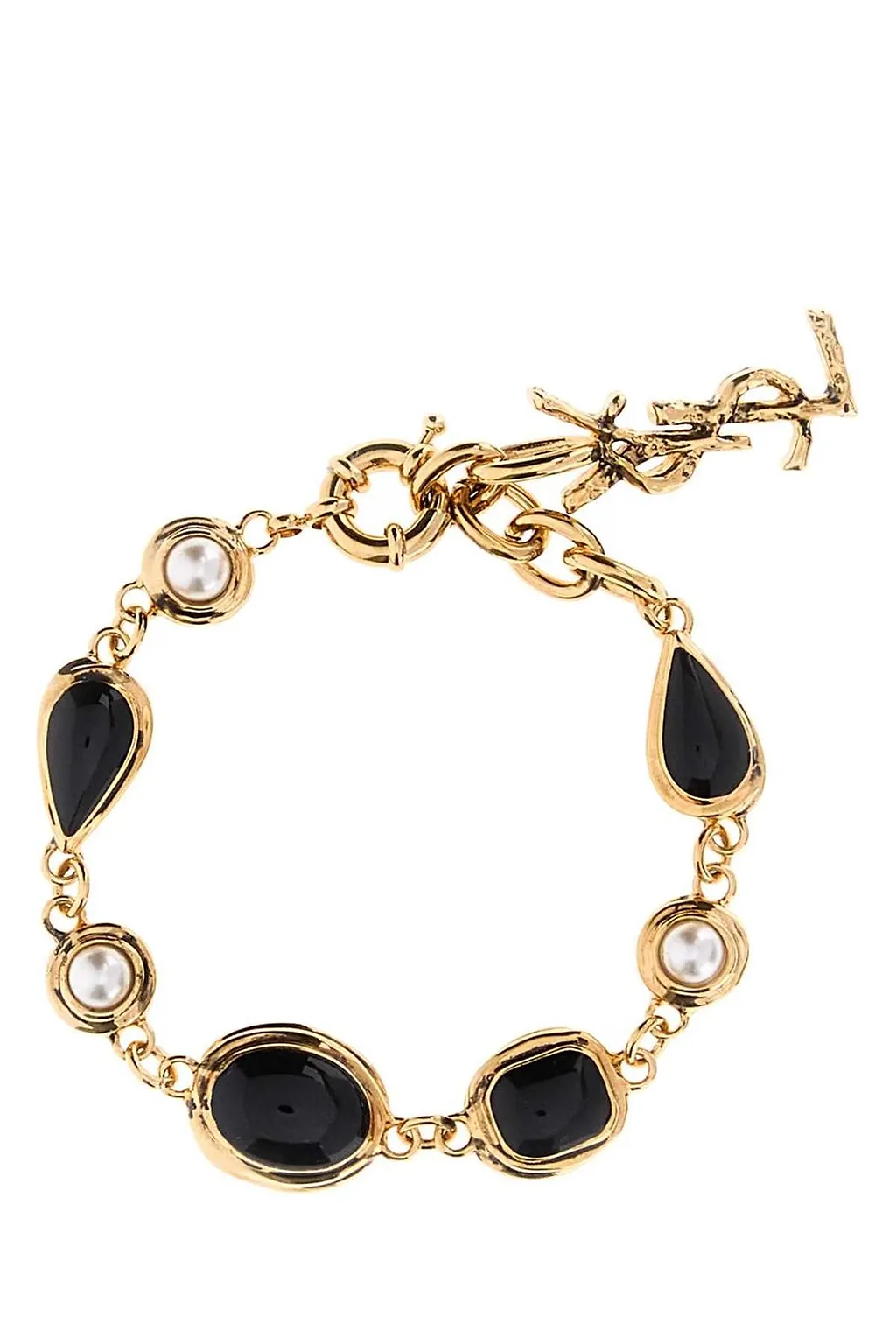Saint Laurent Logo Plaque Embellished Bracelet