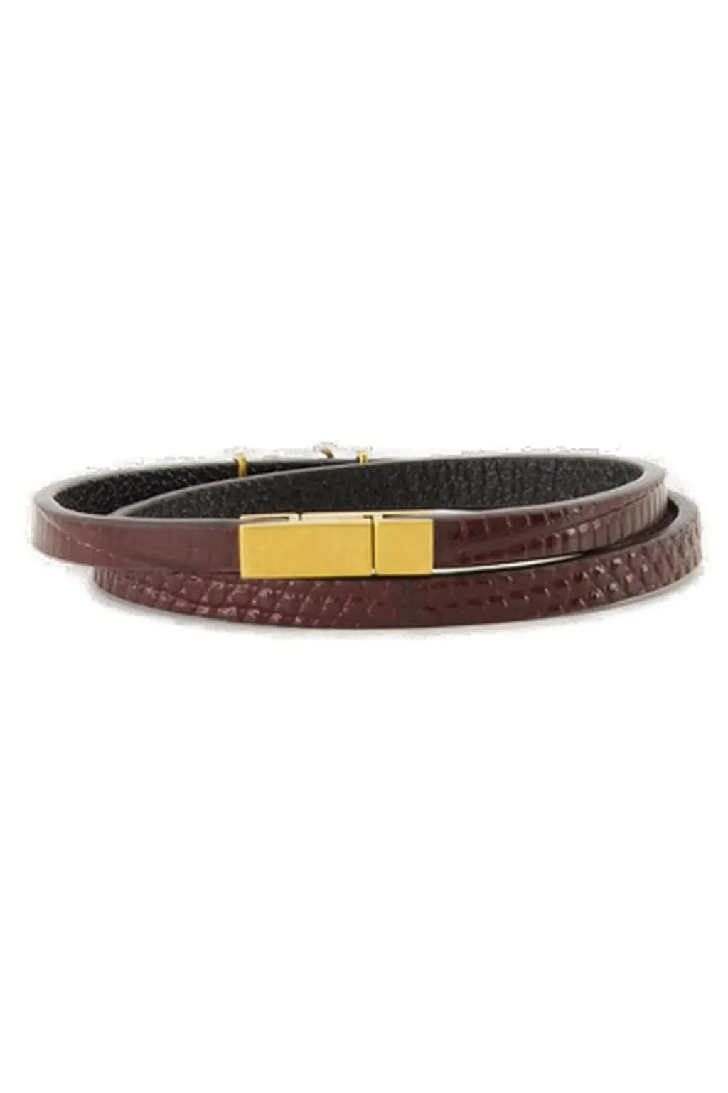 Saint Laurent Thin Double-Wrap Embossed Bracelet