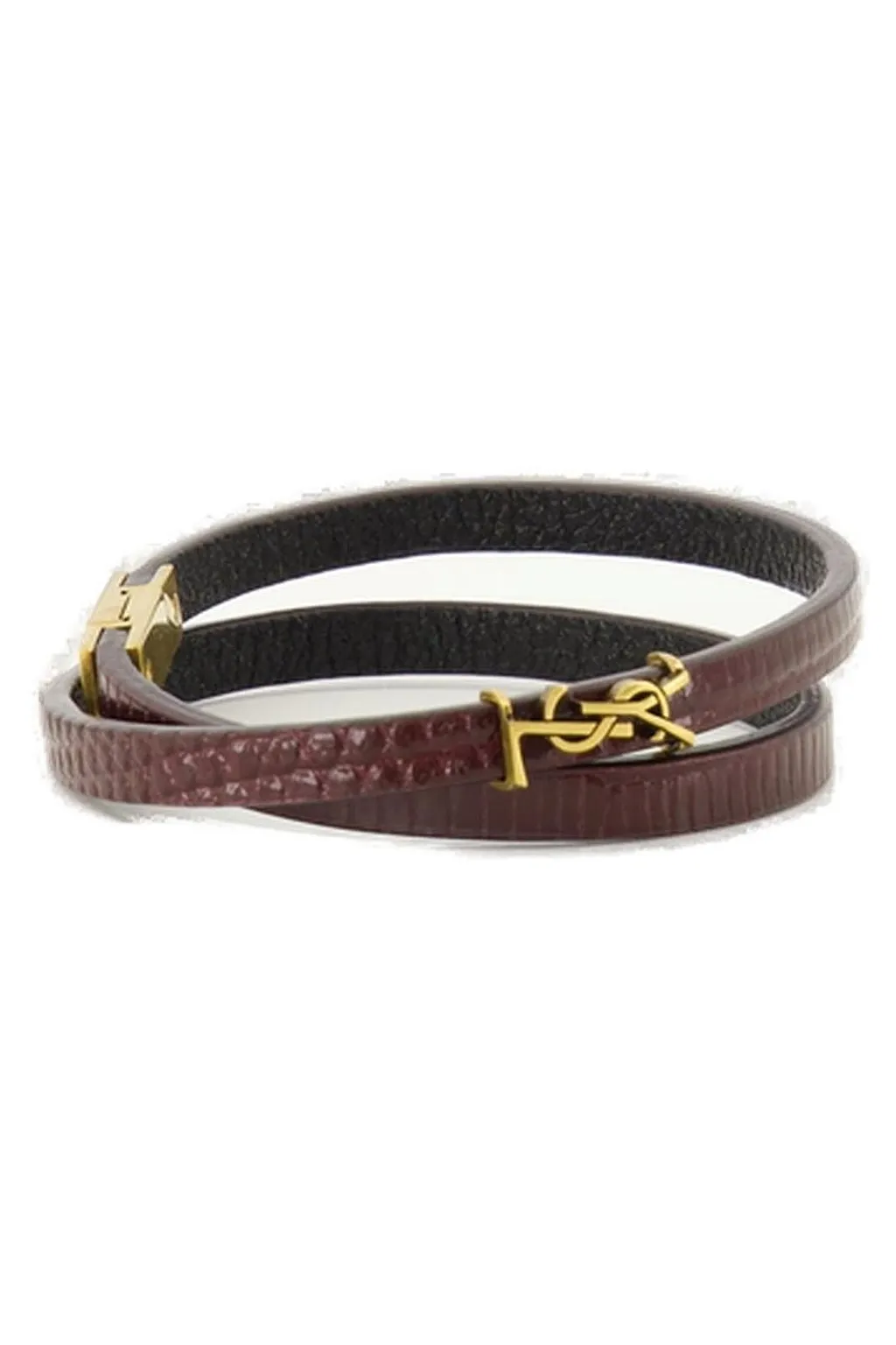 Saint Laurent Thin Double-Wrap Embossed Bracelet