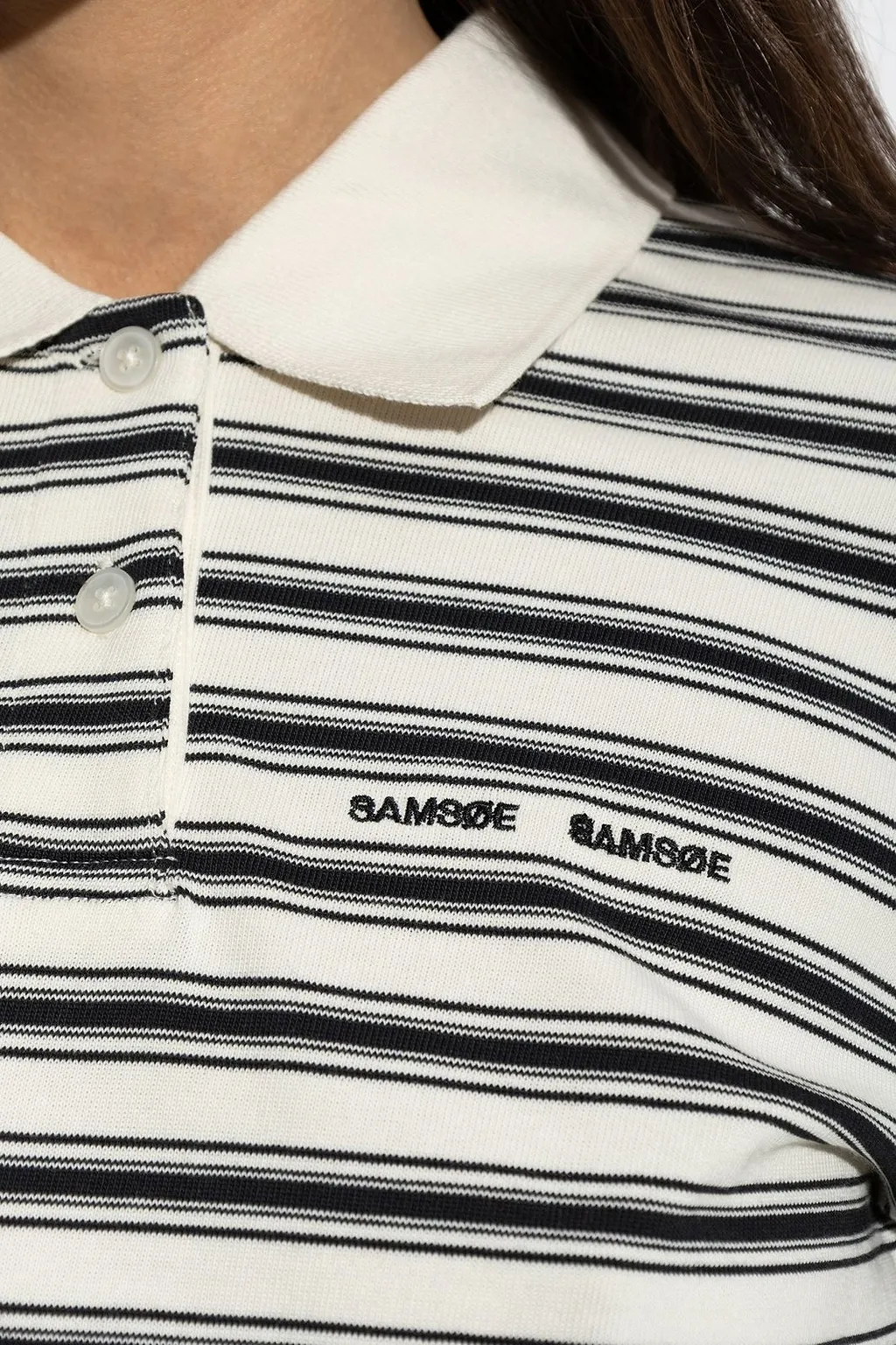 SamsØE SamsØE Sadonell Stripe Long Sleeved Polo Top