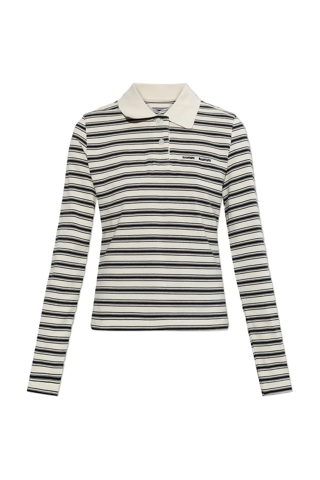 SamsØE SamsØE Sadonell Stripe Long Sleeved Polo Top