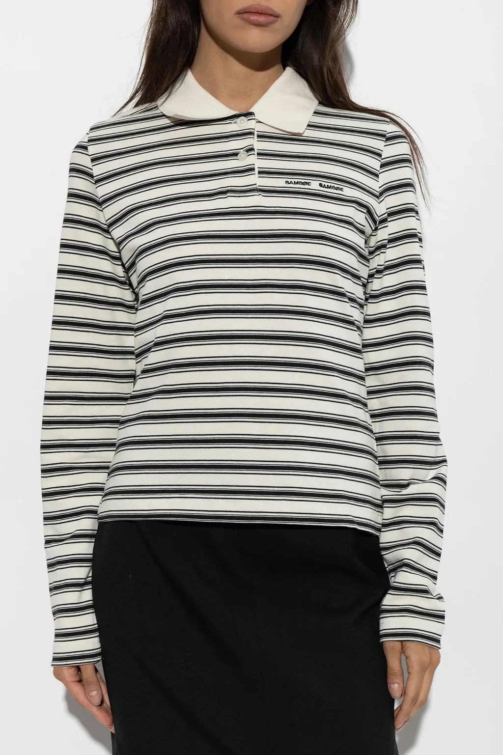 SamsØE SamsØE Sadonell Stripe Long Sleeved Polo Top
