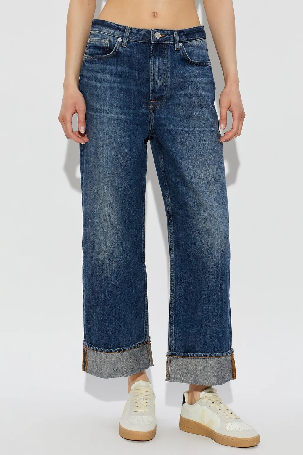 Sashelly Wide-Leg Cuffed Jeans