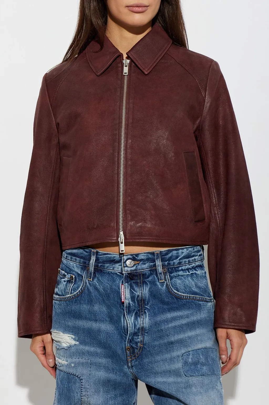 Sashiva Cropped Leather Jacket