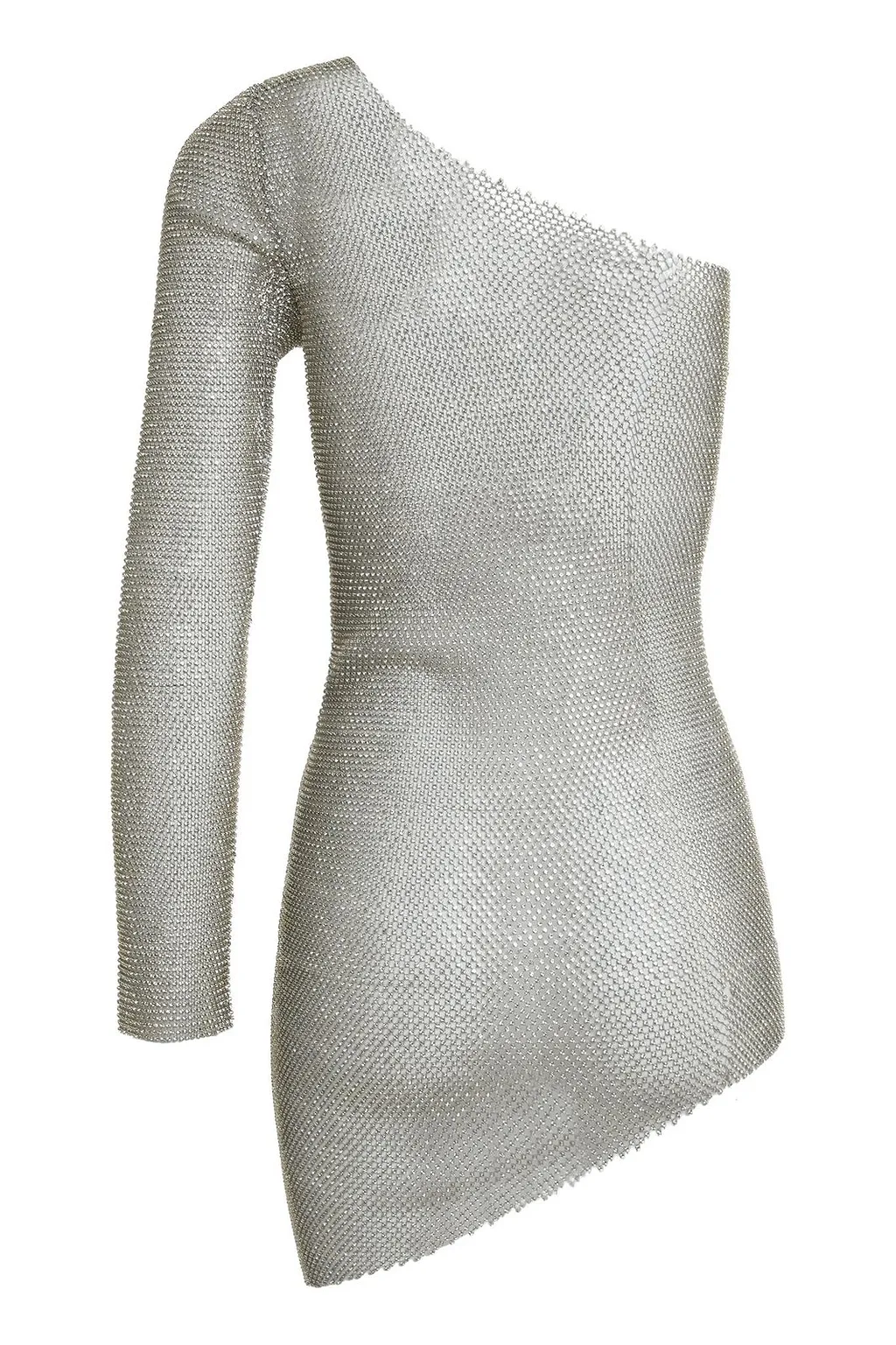 Santa Brands One-Shoulder Mesh Knitted Dress