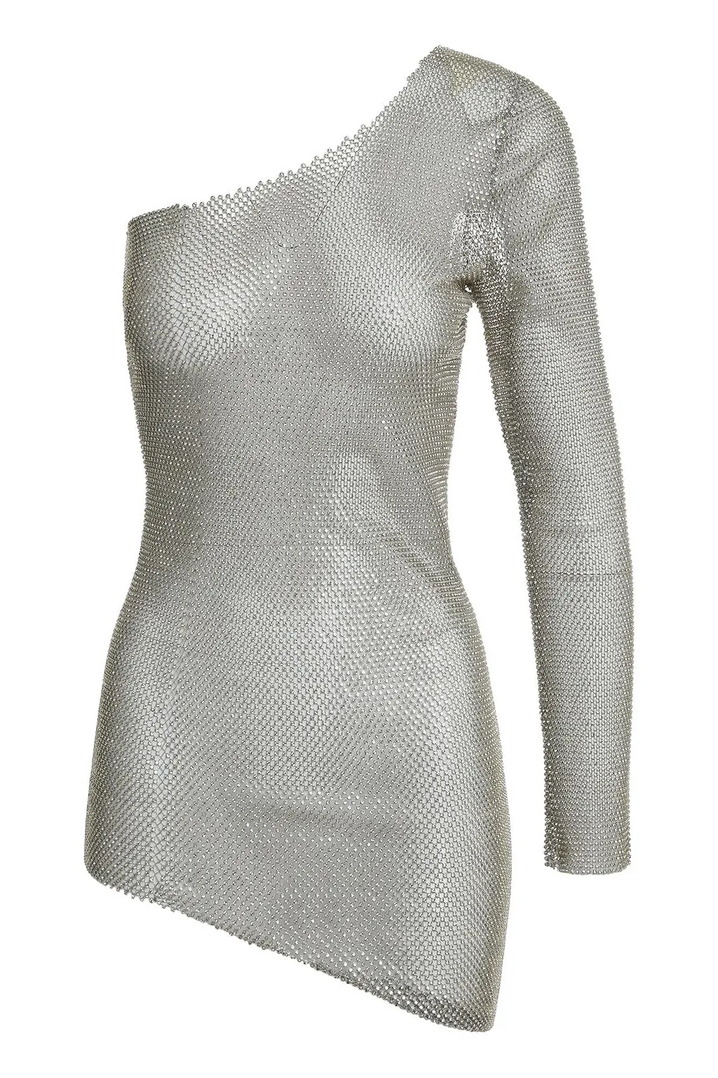 Santa Brands One-Shoulder Mesh Knitted Dress