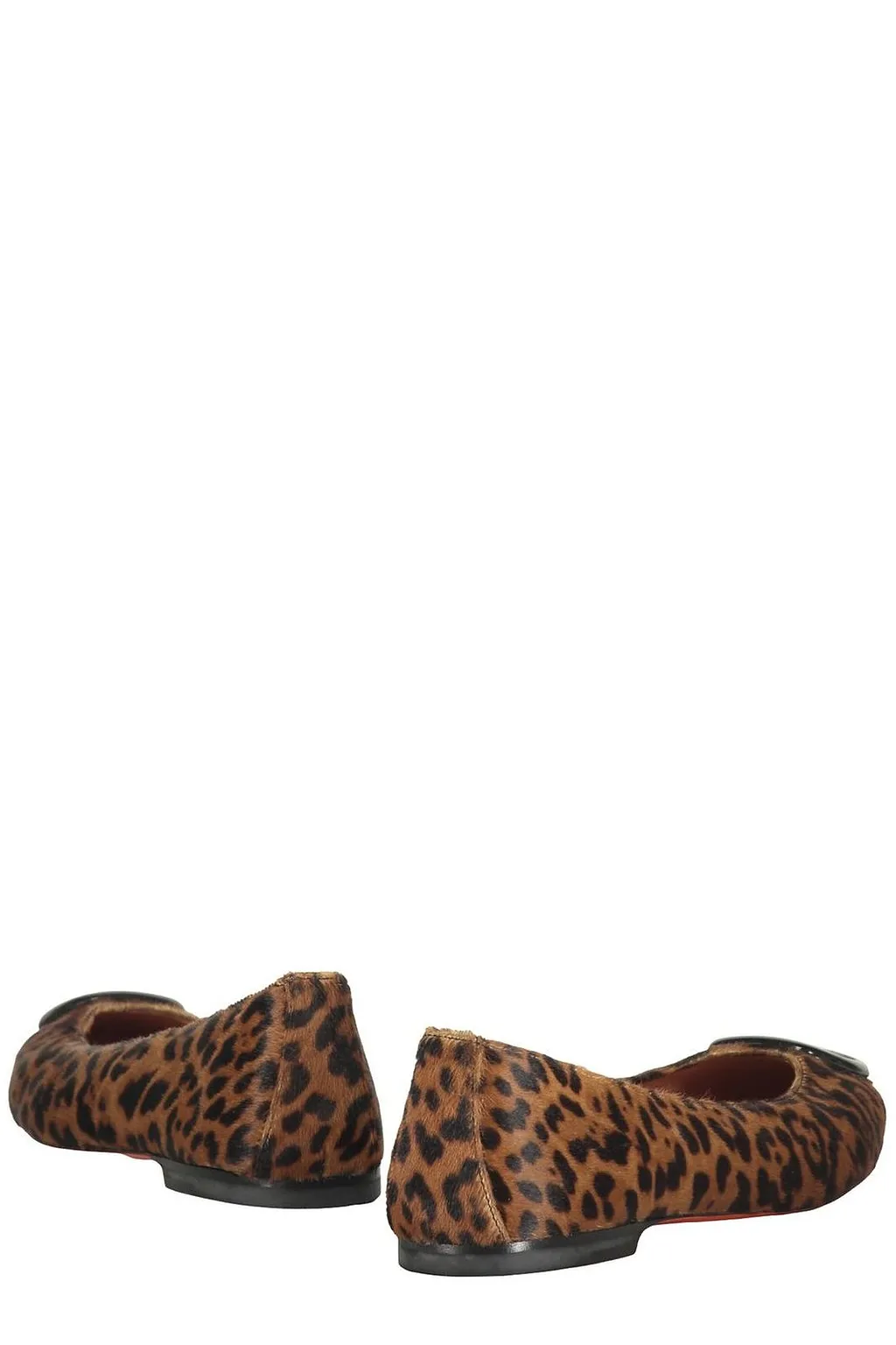 Santoni Animal-Pattern Buckle Ballet Flats