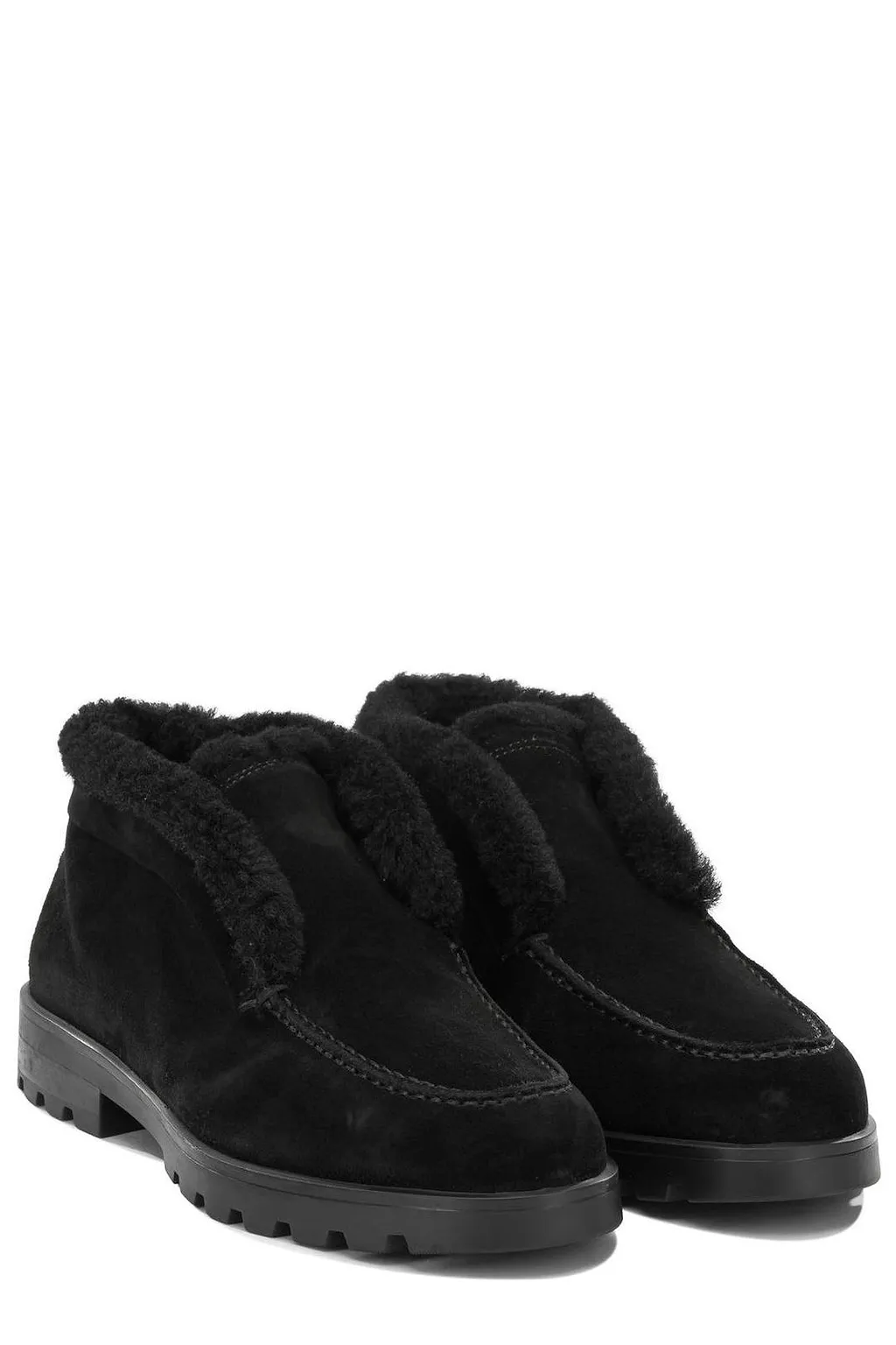 Santoni Desert Shearling-Trim Boots