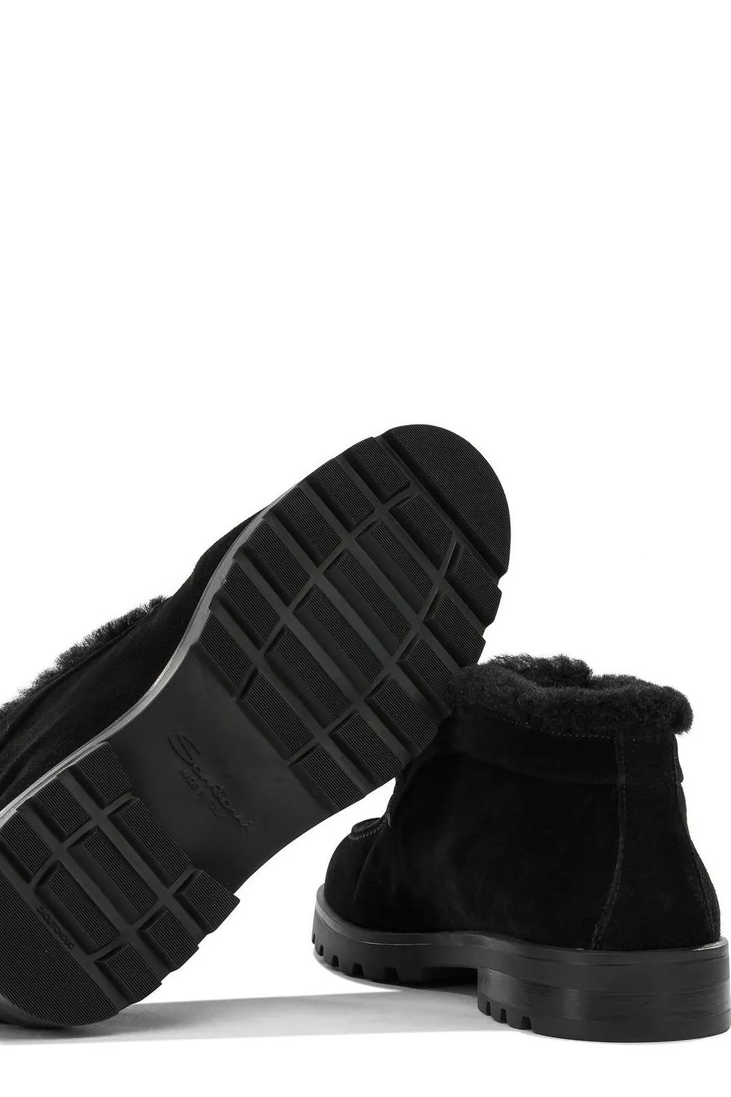 Santoni Desert Shearling-Trim Boots