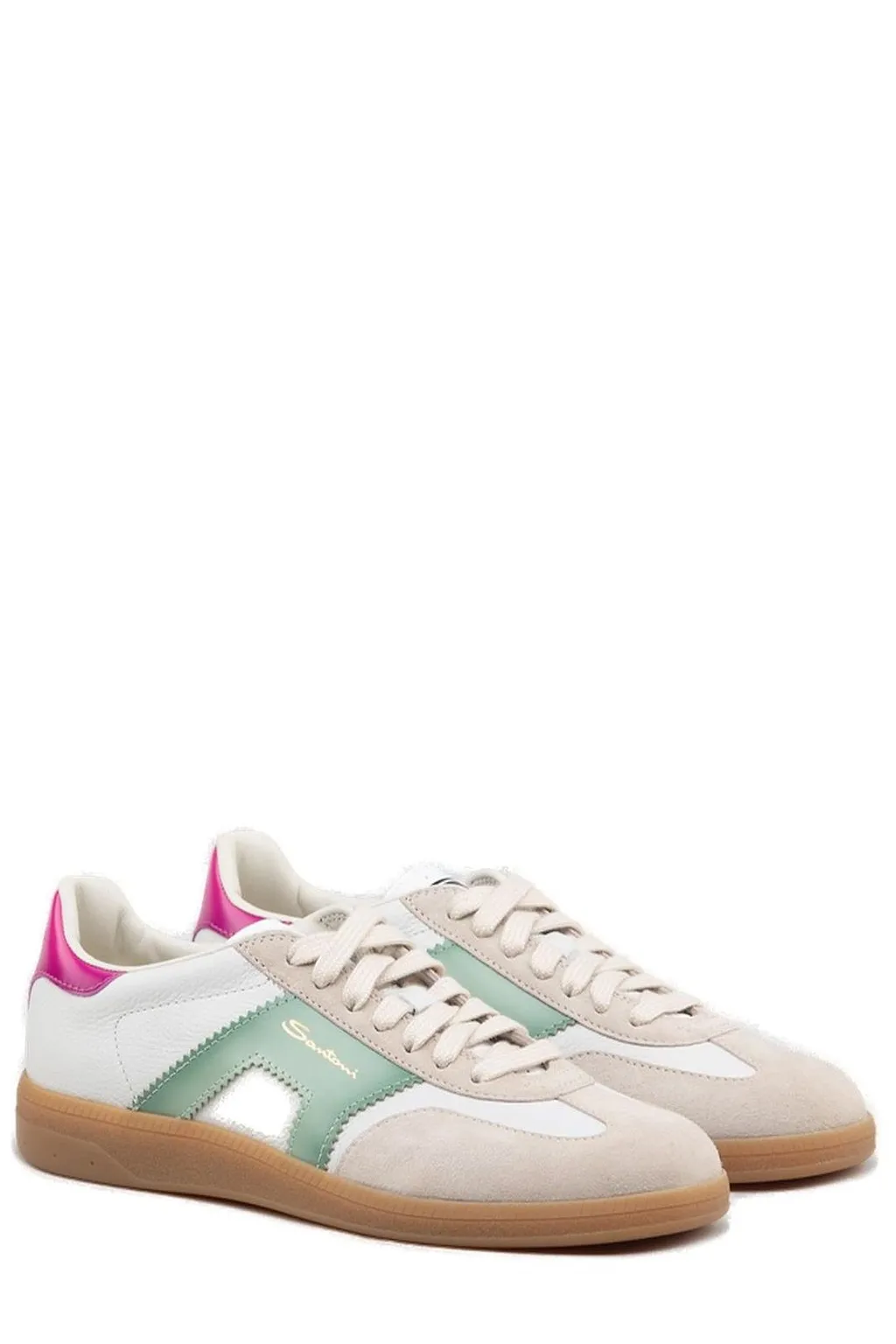 Santoni Logo Printed Lace-Up Sneakers