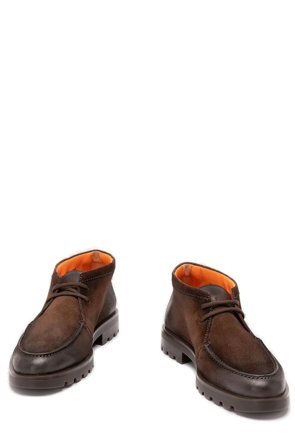 Santoni Rock Almond Toe Lace-Up Boots