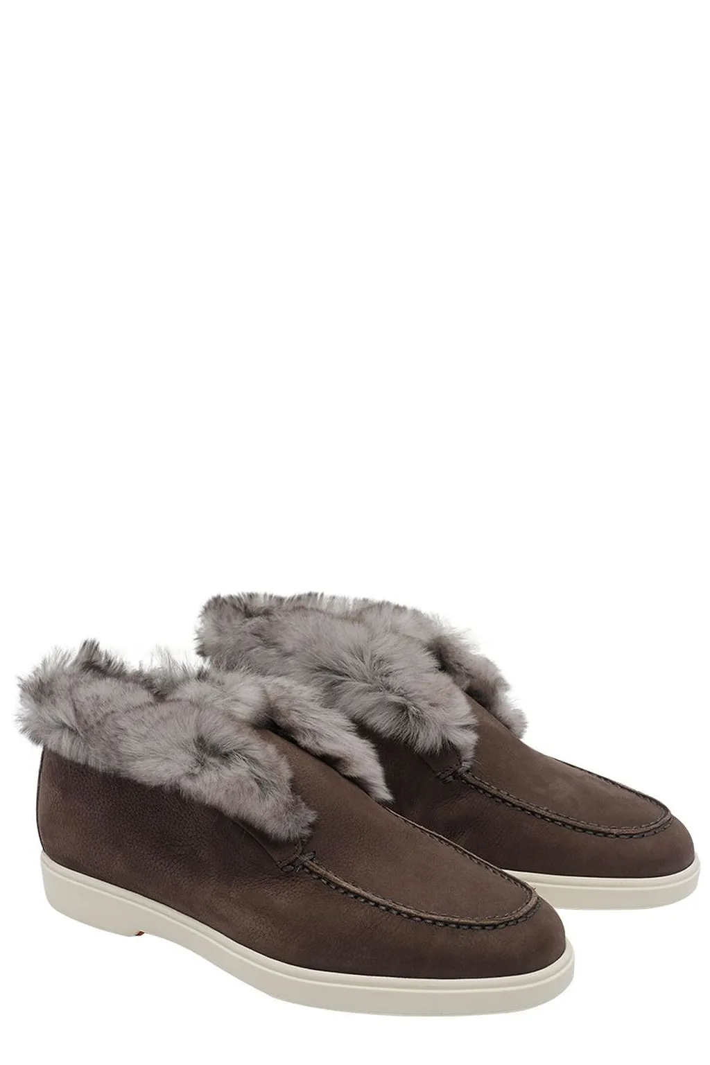 Santoni Shearling-Trim Desert Boots