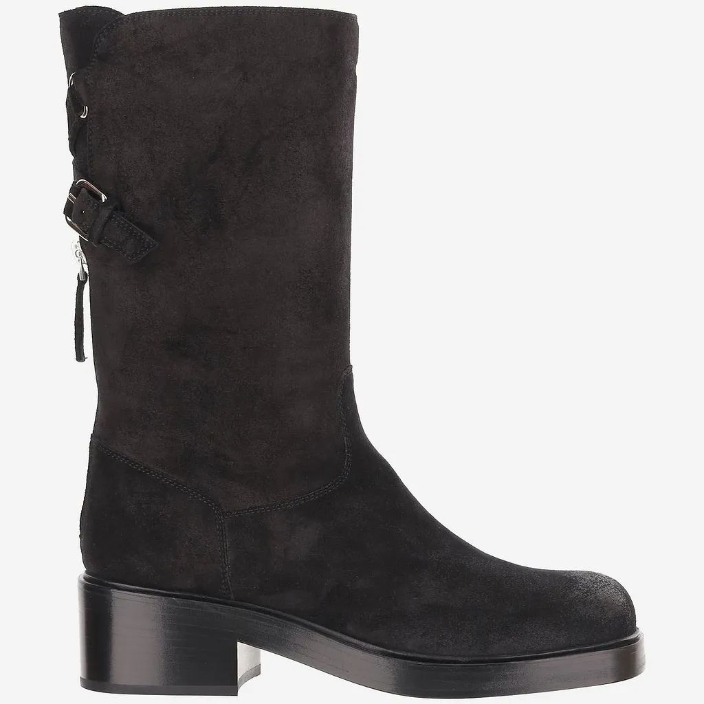 Buckled Suede Ankle Boots