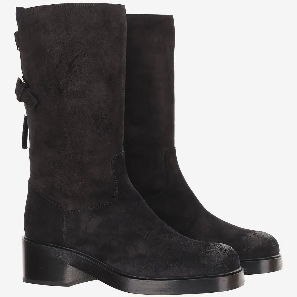 Buckled Suede Ankle Boots
