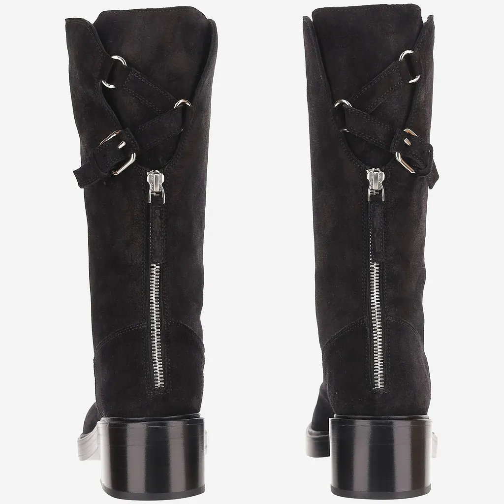Buckled Suede Ankle Boots