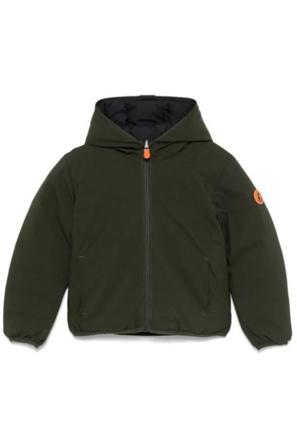 Save The Duck Kids Logo Patch Reversible Hooded Jacket
