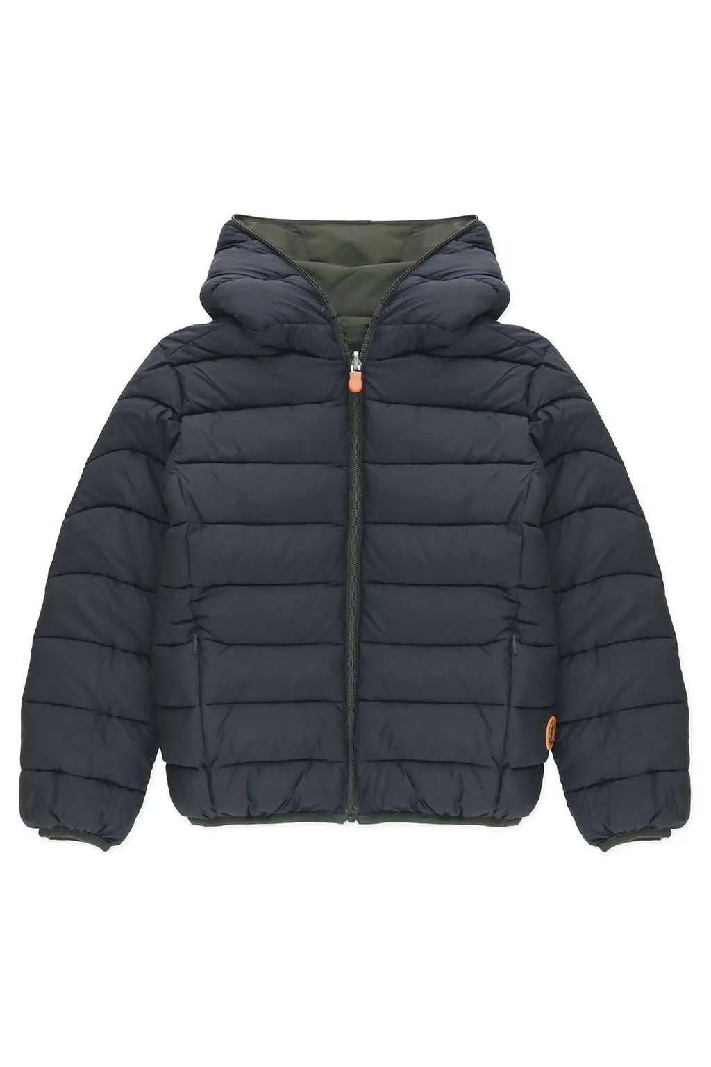 Save The Duck Kids Logo Patch Reversible Hooded Jacket