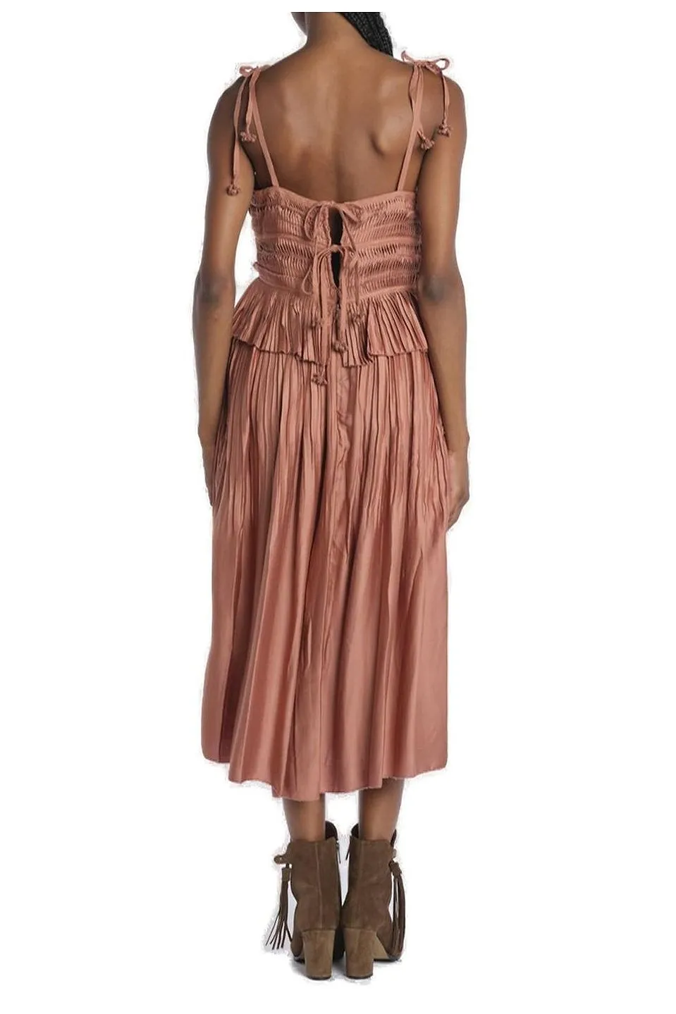 Sea New York Pleated Risa Satin Tank Dress