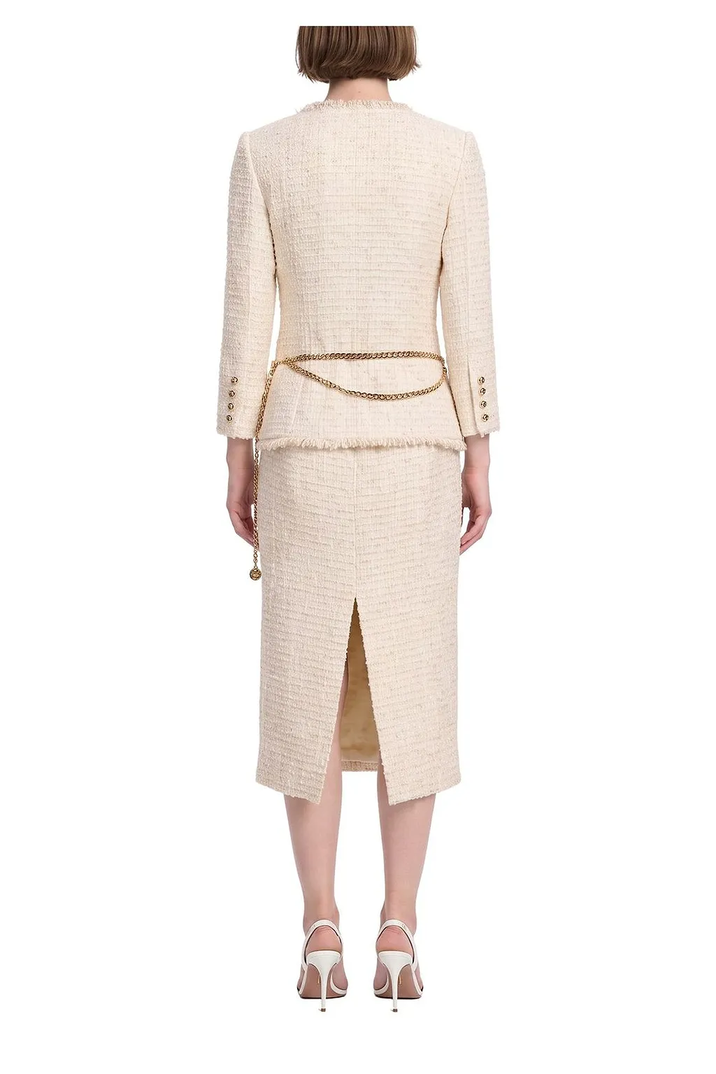 Self-Portrait Bouclé Chain-Melt Midi Skirt And Jacket Set