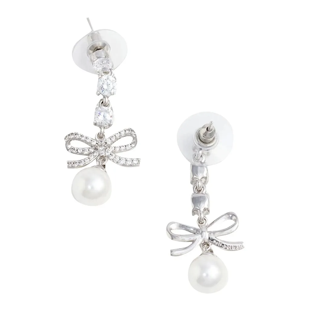 Crystal Bow Drop Earrings