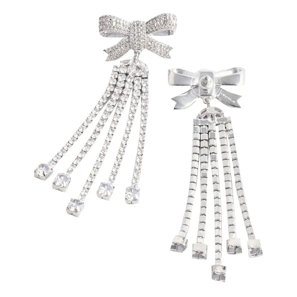 Crystal Bow Drop Earrings