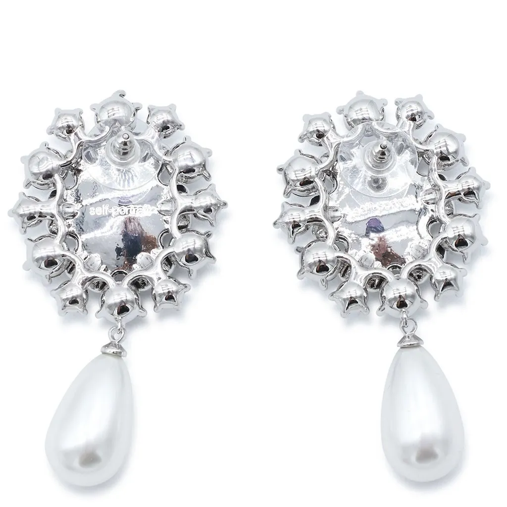 Self-Portrait Embellished Droplet Earrings