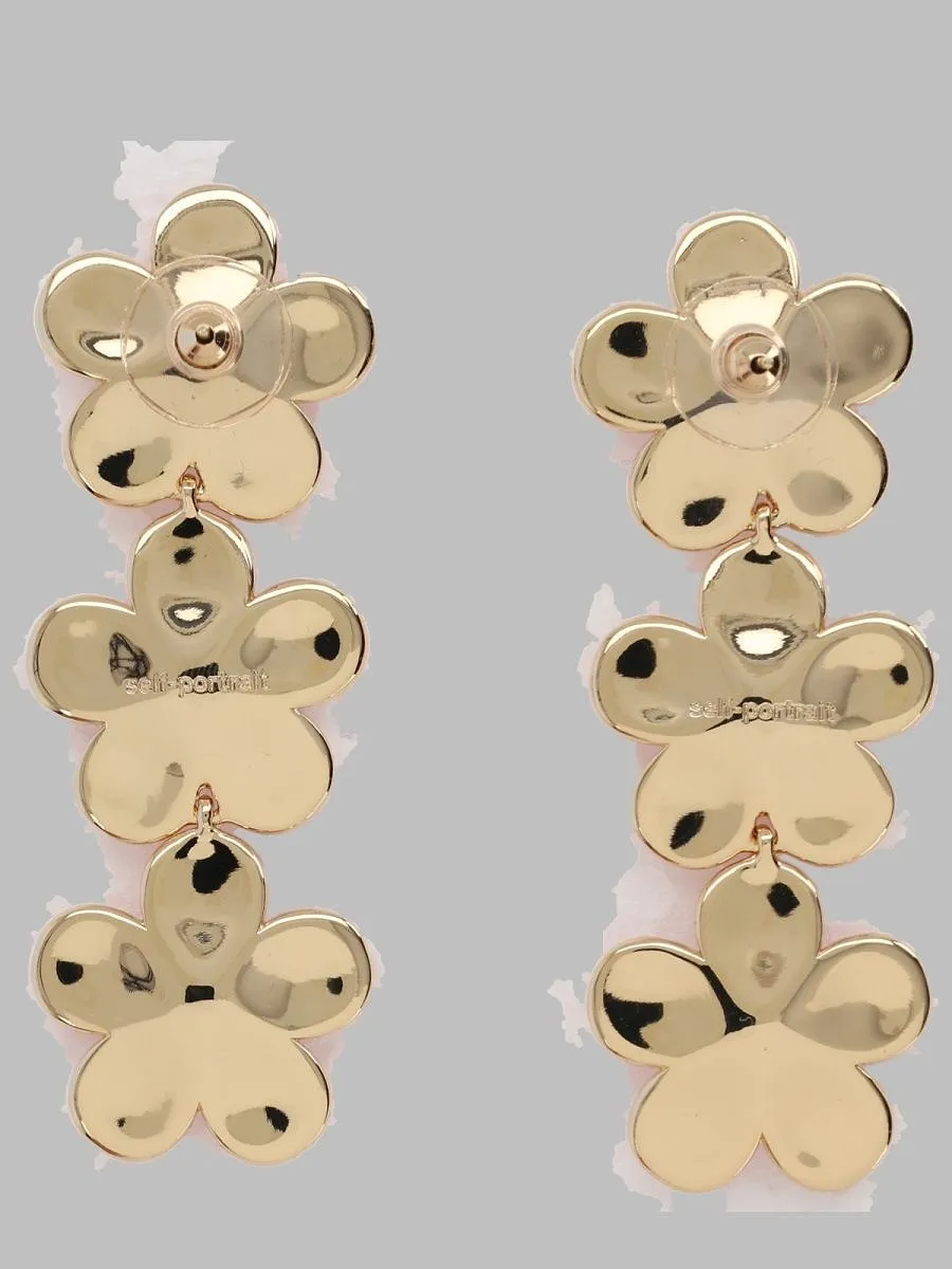 Self-Portrait Enamel Floral Drop Earrings