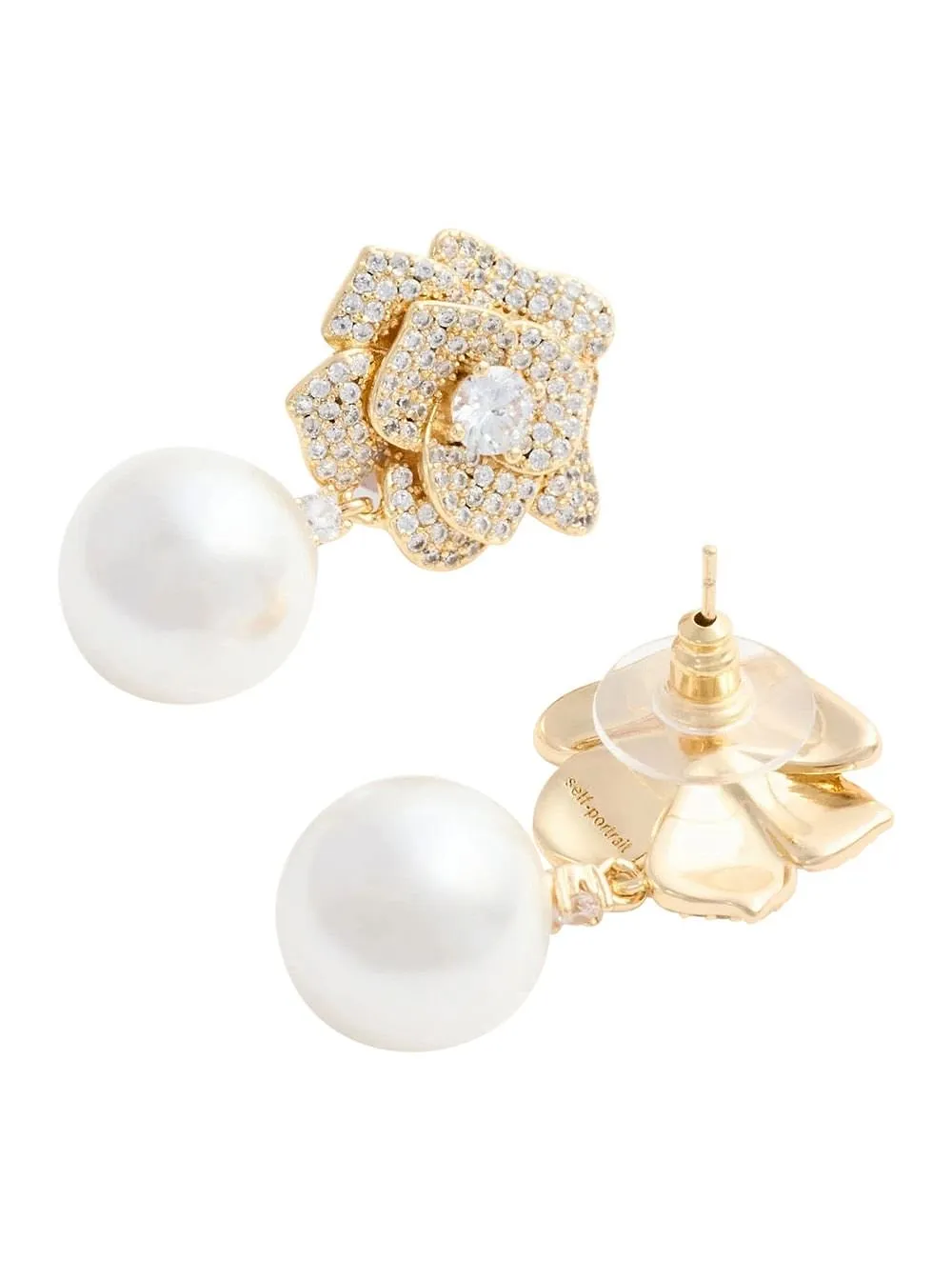 Floral Crystal Pearl Earrings