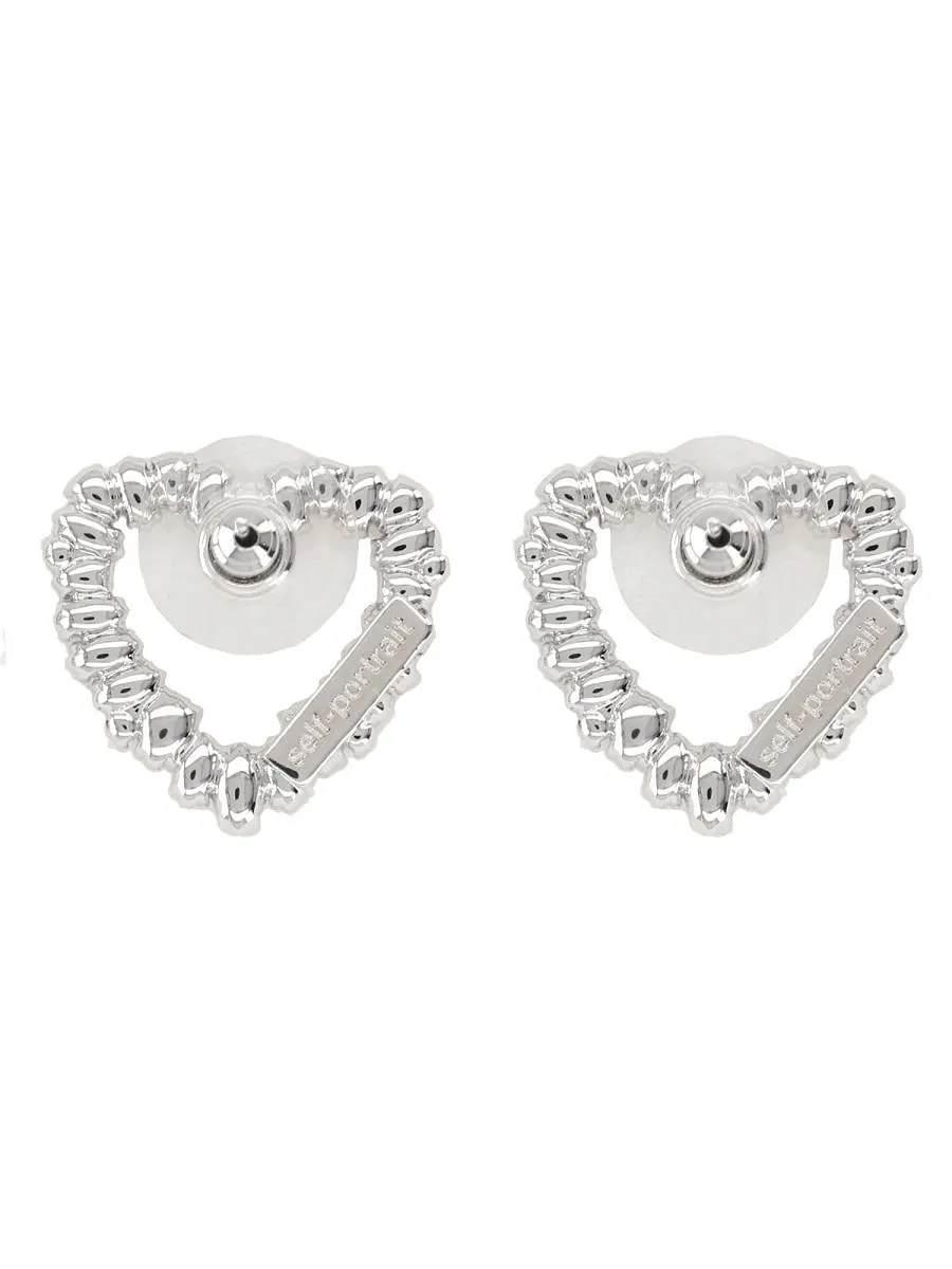 Self-Portrait Mini Heart Embellished Earrings