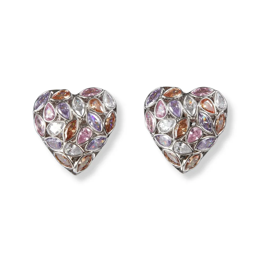 Self-Portrait Multi Embellished Heart Earrings