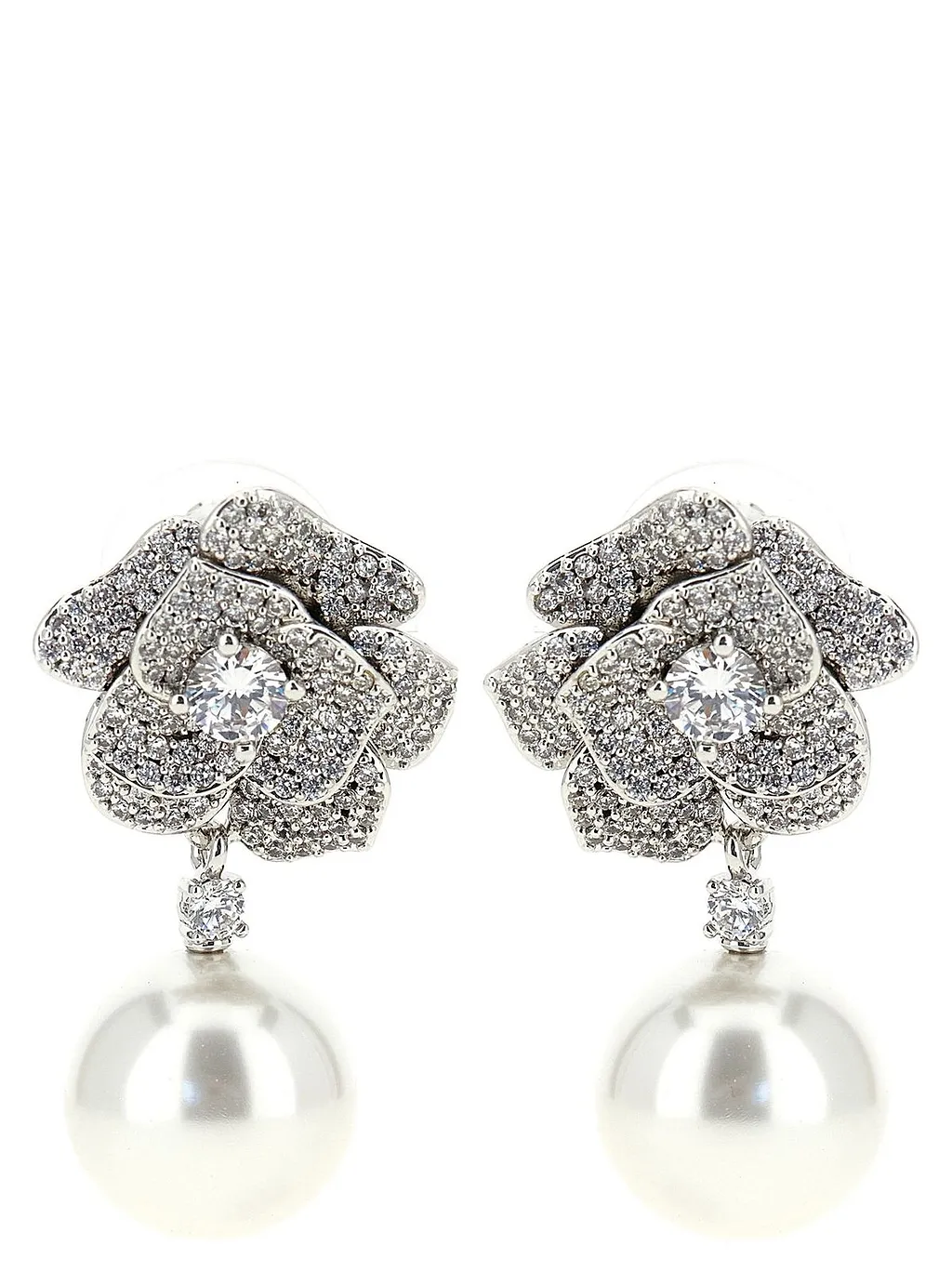 Self-Portrait Mini Crystal Flower Pearl Earrings