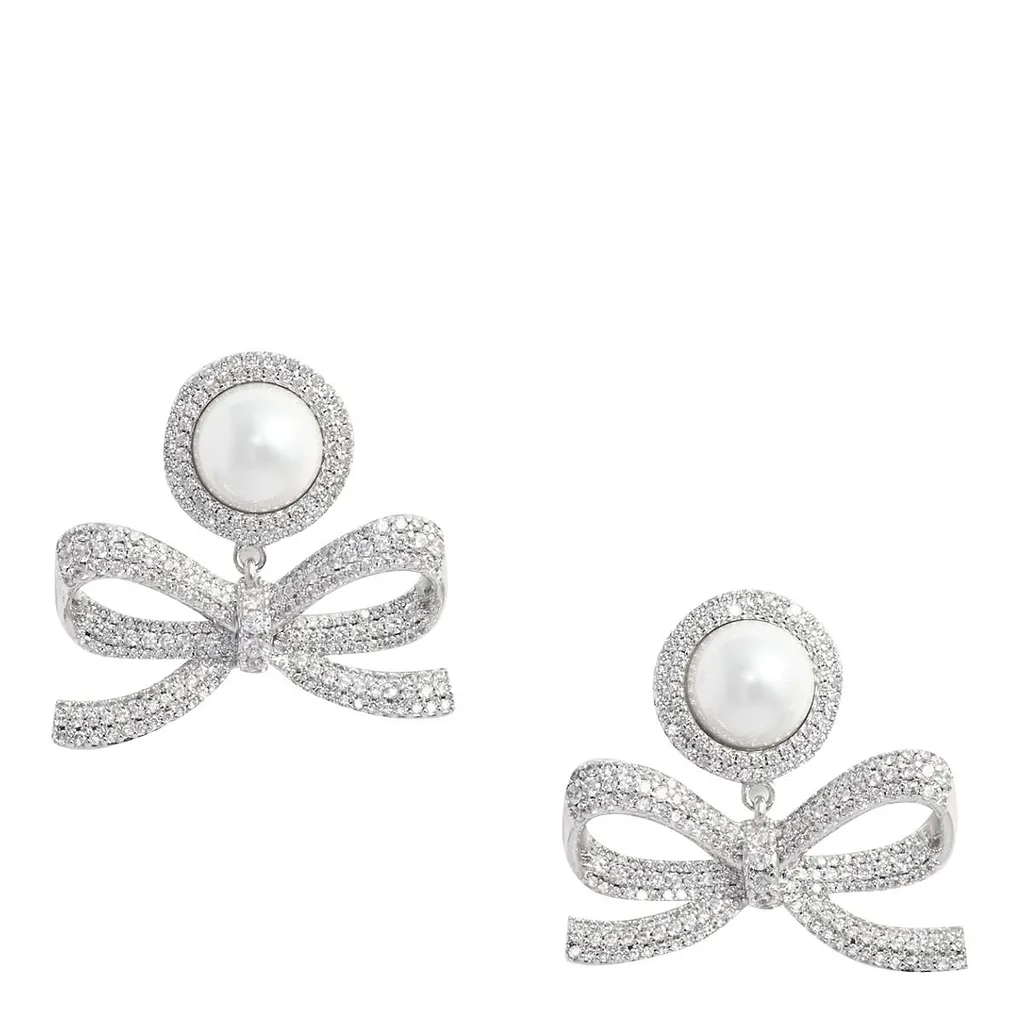 Self-Portrait Bow Embellished Drop Earrings