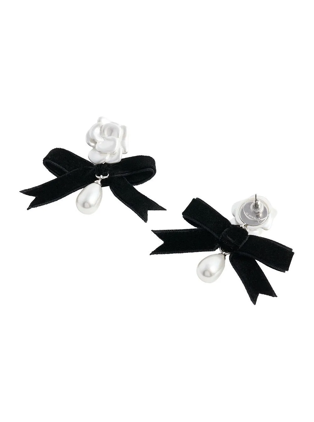 Self-Portrait Pearl Bow Drop Earrings