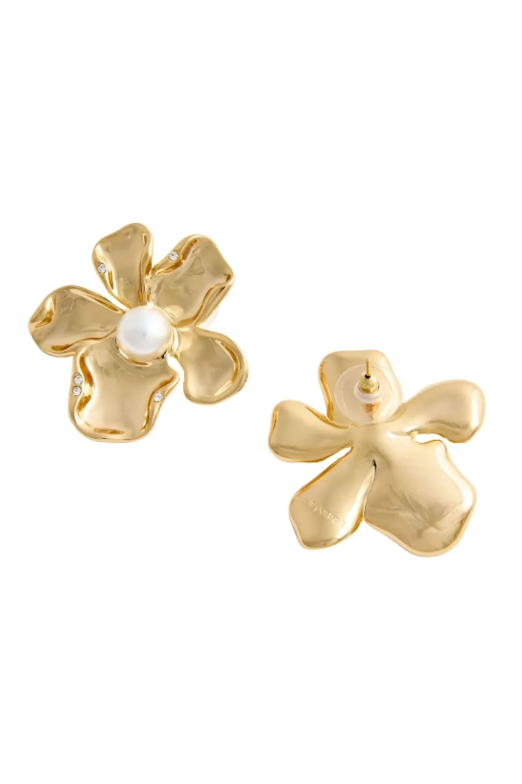 Self-Portrait Sculpted Flower Pearl Earrings