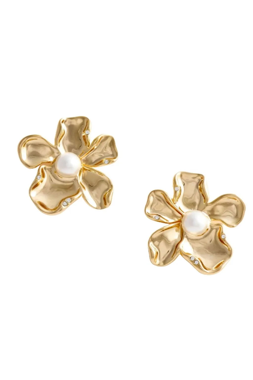 Self-Portrait Sculpted Flower Pearl Earrings